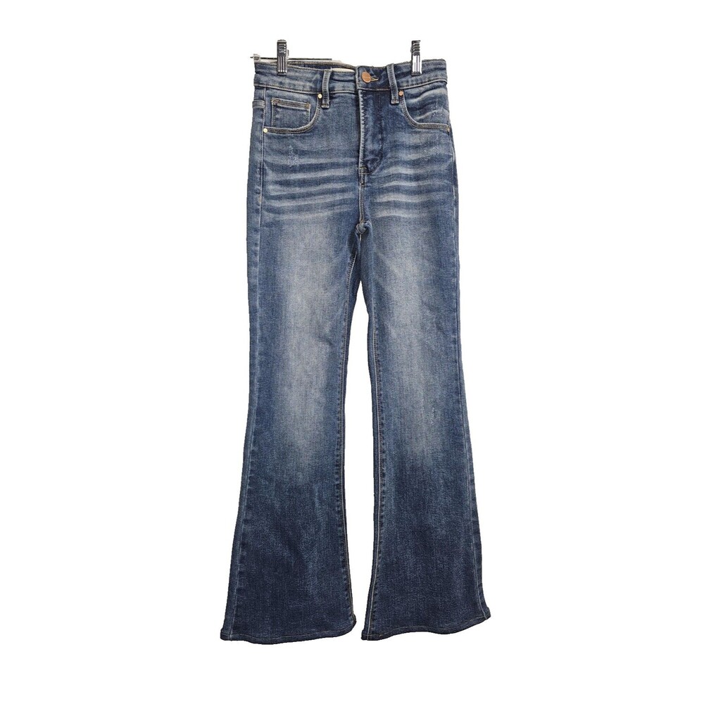 Risen Jeans Jeans Womens 1 Blue Medium Wash Mid Rise Flared Denim Slim 25 Waist